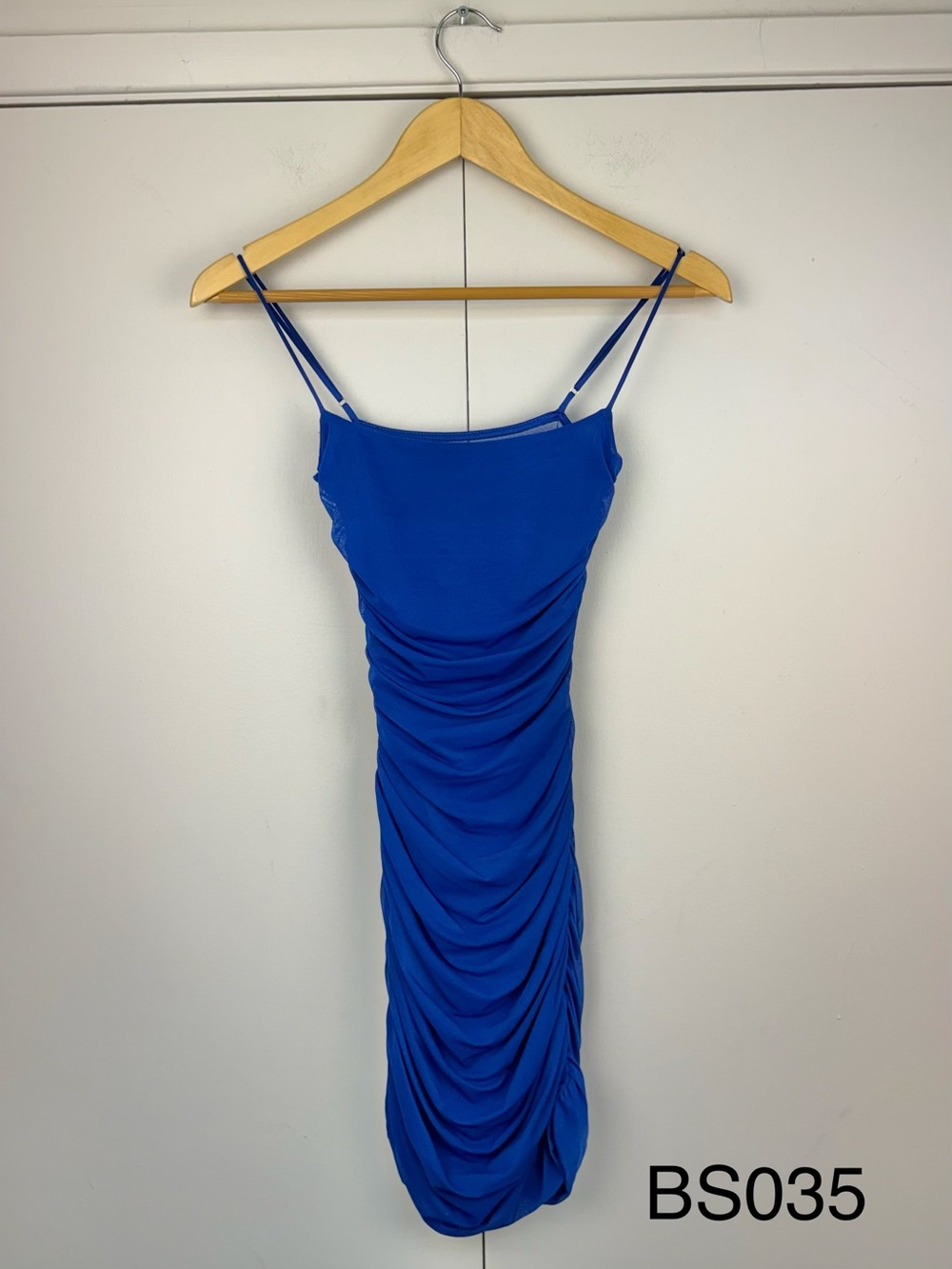 Lucy in the Sky Marsha Mesh Ruched Bodycon Dress Blue S